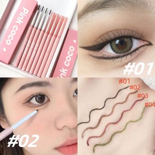 Pinkcoco อายไลเนอร์ สีดํา กันน้ำ ติดทนนาน แห้งเร็ว 4 สี