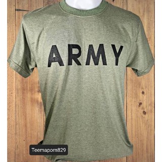 เสื้อทหาร ARMY เสื้อยืดแขนสั้น สีเขียว