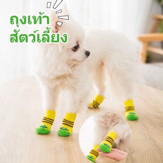 🐶พร้อมส่งจ้า🐶ถุงเท้าสัตว์เลี้ยง พื้นด้านล่างมียางกันลื่น ให้อบอุ่น ถุงเท้าสุนัขน่ารัก