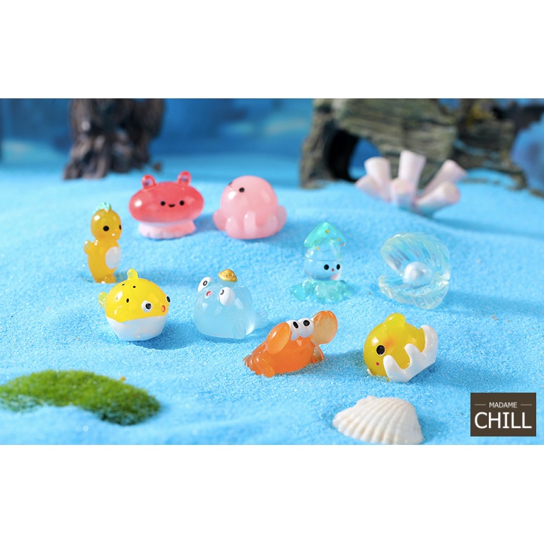 [MC398] ตุ๊กตุ่นจิ๋ว สัตว์ทะเล ปลา ปลาหมึก หอย แมงกะพรุน (1 ตัว ราคา 12 บาท)