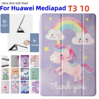 9.6" For Huawei Mediapad MediaPad T3 10 AGS-L03 AGS-L09 AGS-W09 T3 Casing Magnetic Stand Cover Tablet Slim Smart Case Soft Back