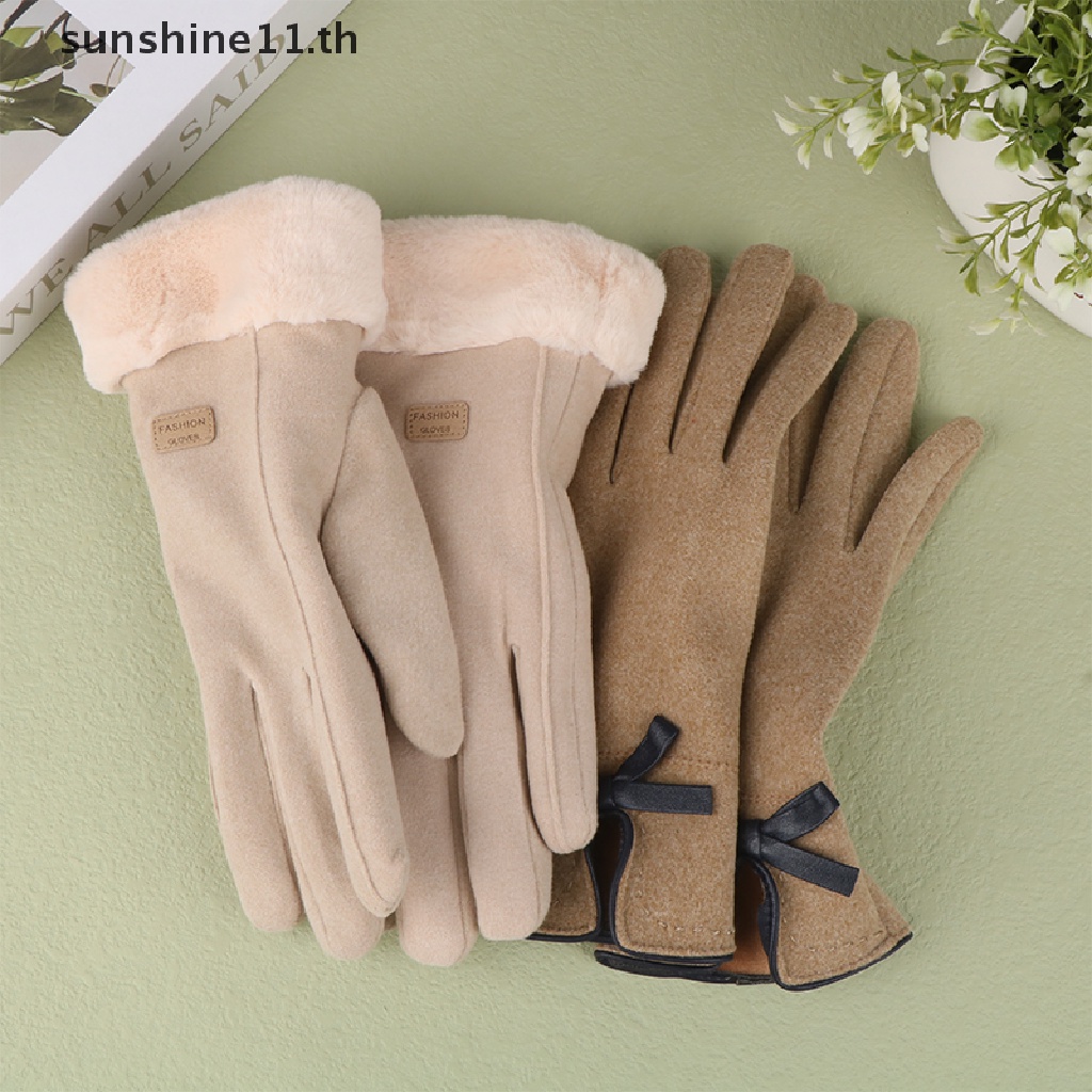 [SSNE] ถุงมือ ผ้าแคชเมียร์ และผ้ากํามะหยี่ แบบหนา ให้ความอบอุ่น แฟชั่นฤดูหนาว สําหรับผู้หญิง