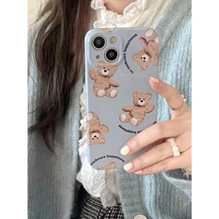 เคสโทรศัพท์มือถือ ลายการ์ตูนหมีน่ารัก สีฟ้า สําหรับ iPhone 11 11promax 12 12pro 12promax 13 14 14pro max