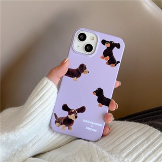 Ns เคสโทรศัพท์มือถือแบบแข็ง กันกระแทก ลายสุนัขไส้กรอก สีม่วง สําหรับ IPhone 14 Plus 13 11 12 Pro Max