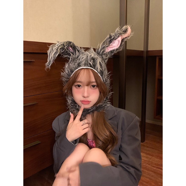 หมวกหูกระต่ายเกาหลี ผ้ากํามะหยี่ขนนิ่ม ให้ความอบอุ่น แฟชั่น และฤดูหนาว น่ารักสดใส ราคา ถูกที่สุด ดีลบีเคเค แกลเลอรีภาพที่ 8