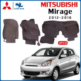 little bird พรมปูพื้นเข้ารูปรถยนต์ Mitsubishi Mirage ปี2012-2016 3-6PCS ( หนังแท้PVC12สี ) พรมปูพื้นรถยนต์ พรมรถยนต์