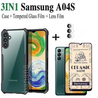 3in1 เคสโทรศัพท์ ฟิล์มเซรามิค กันกระแทก พร้อมฟิล์มเลนส์กล้อง สําหรับ Samsung A04S A03S A02S A13 A12 A52 A72 A32 A22 A53 A73