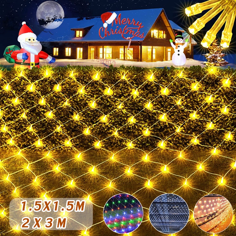 💥COD💥ไฟตกแต่ง ปรับได้8โหมด ตาข่ายไฟ ไฟตาข่าง ไฟกระพริบ ไฟปู LED Net Lights string