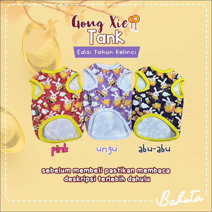 Gong Xi Fa Cai Tank Edition Rabbit Cat Tank Shirt for Cat and Dogs / Cat Shirt Size XS-XXL / Tangera