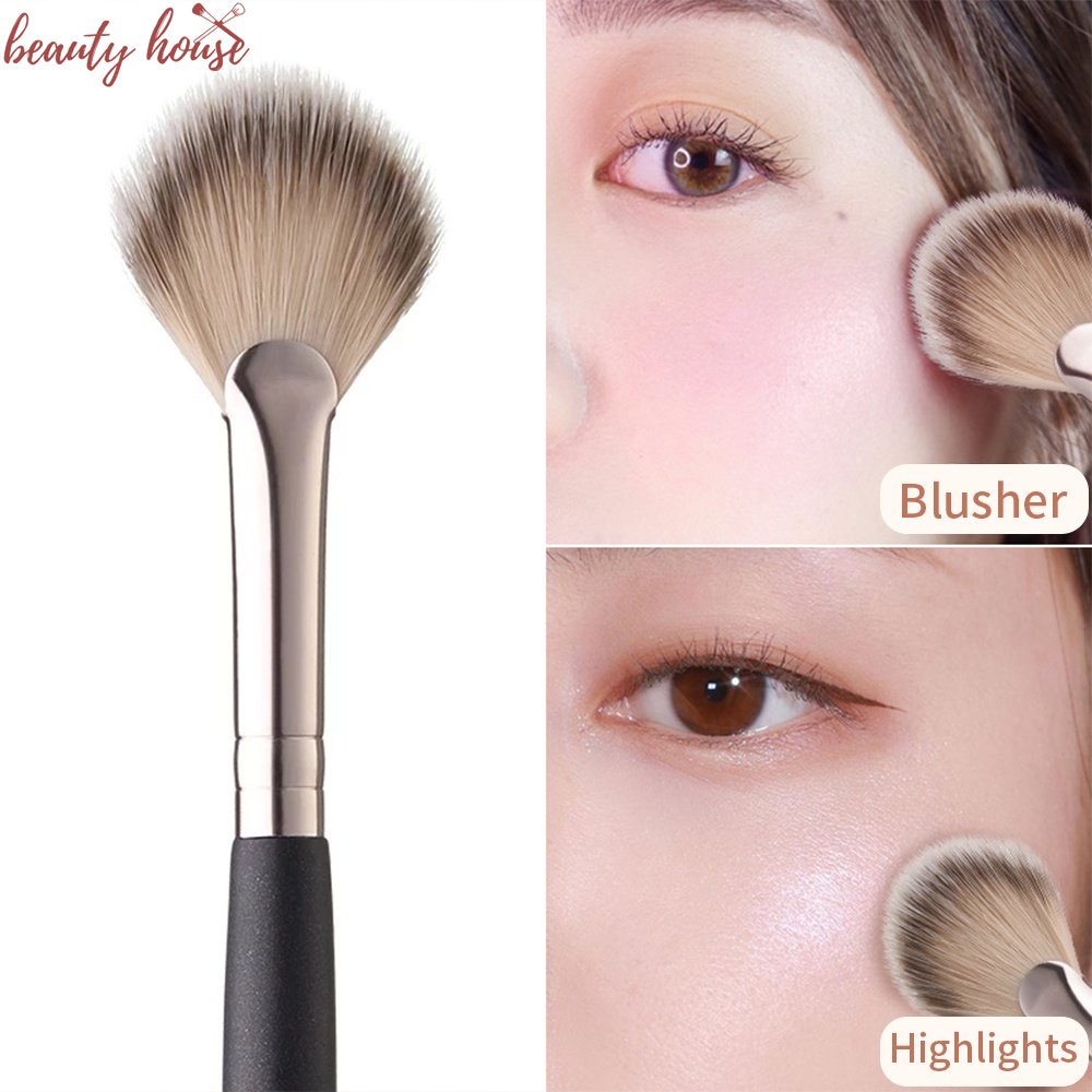 เครื่องสําอางผู้หญิงเครื่องมืออเนกประสงค์ Sector Face Brightening Highlight Point ภาพวาด Bionic Fiber Soft Hair Powder Blusher Halo Dye แปรง
