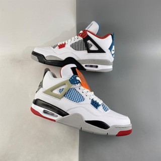 Bwvi Air Jordan 4 "What The" สีขาว / ไฟแดงเทค สีเทา - น้ําเงินทหาร
