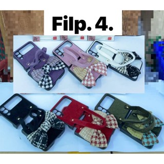 [ส่งจากไทย] เคสหนังผ้ากำมะหยี่ ประดับโบว์ ลายสก๊อต สุดคิ้ว Z-Flip 4 หรูหราหมาเห่า