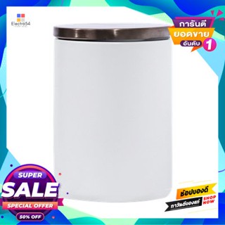 Jar ขวดโหลเซรามิกทรงกระบอกฝาสุญญากาศ Kassa Home รุ่น 15D115G-2Wh ขนาด 11 X 11 X 15 ซม. สีขาวด้านvacuum Jar Ceramic Cylin