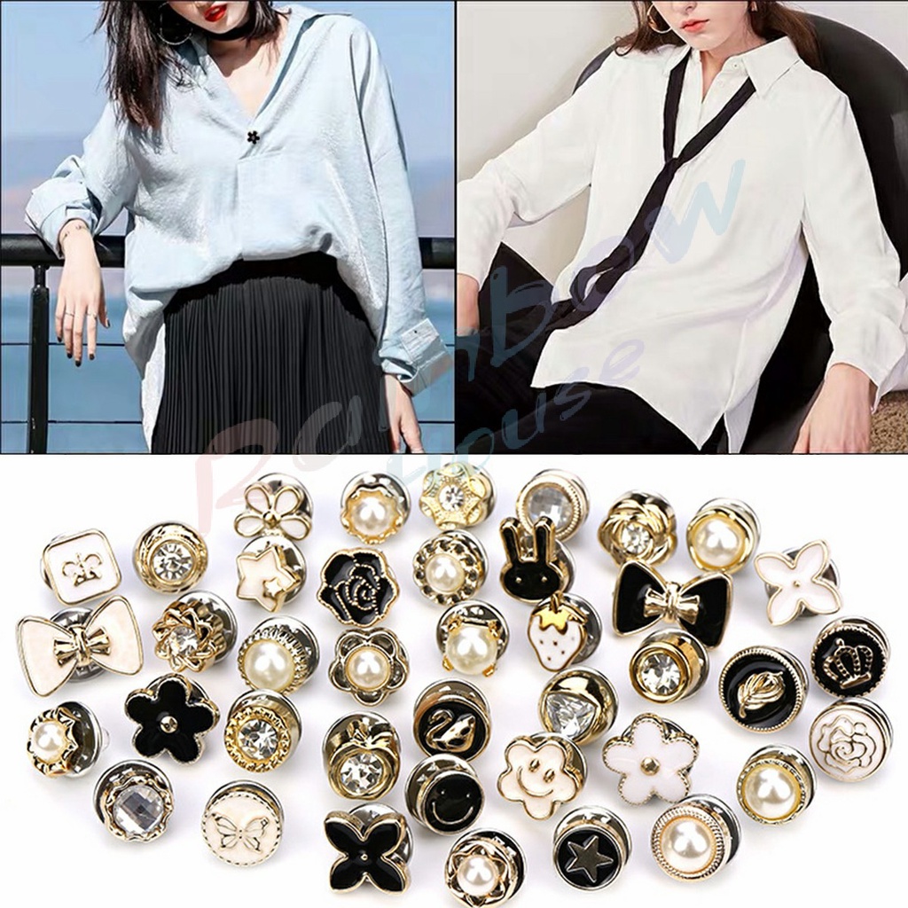 Rainbow กระดุมผ้าพันคอ กระดุมติดคอเสื้อ ชุดละ 10 ชิ้น Fashion Accessories