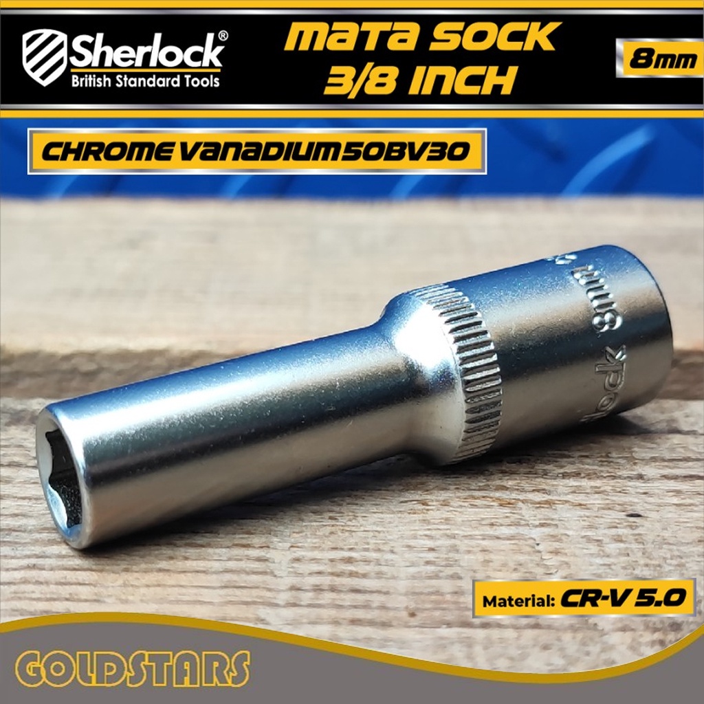 MATA 3/8" ไดรฟ์ 6 PT Long Socket Bit / Deep Wall Socket 6 PT Original Sherlock 8 mm