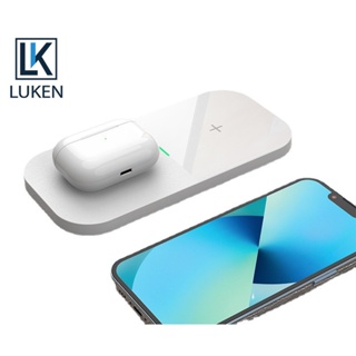 Luken แท่นชาร์จไร้สาย 15W Qi ชาร์จเร็ว สําหรับ iP14 13 12 11 XS Samsung S21 S20 AirP Galaxy Buds