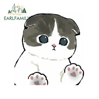 Earlfamily สติกเกอร์ ลายแมวน่ารัก กันน้ํา 13 ซม. x 12.7 ซม. สําหรับติดตกแต่งกระจกรถยนต์ รถจักรยานยนต์