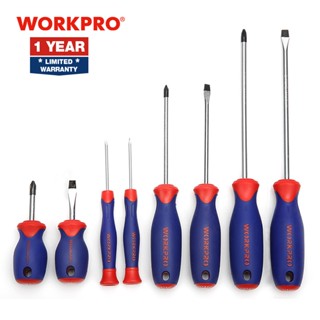 №☾WORKPRO 8 ชิ้น เครื่องมือช่าง ชุดไขควง กันไฟ ไขควง ช่างไฟ ปากแบน ปากแฉก ไขควงชุด ไขควงตอก ปลายแม่เหล็ก สำหรับโทรศัพท์ม