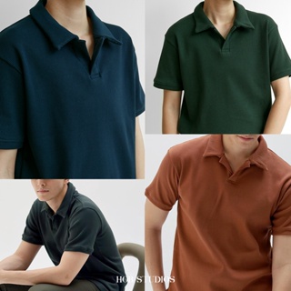 ราคา🔥️ทักแชทรับโค้ดลดเพิ่ม Open Collar Polo เสื้อโปโลผู้ชายไม่มีกระดุมสีพื้น 1 (44-01) HOB STUDIOS