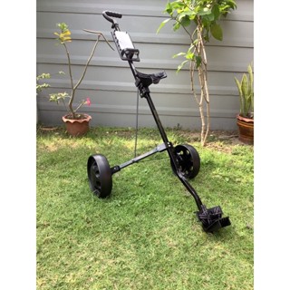 รถลากถุงกอล์ฟ พับเก็บได้ เข็นสบาย Two-wheel Folding Cart Golf Trolley สีดำ พับเก็บง่าย แข็ง น้ำหนักพอเหมาะ พับเก็บว่าย