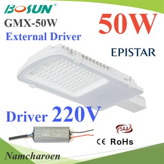 ..50W LED โคมไฟถนน แบบอลูมิเนียมโปรไฟล์ แสงสีขาว 6500K ใช้ Driver ต่อภายนอกโคม AC 220V รุ่น Bosun-AC-50W NC