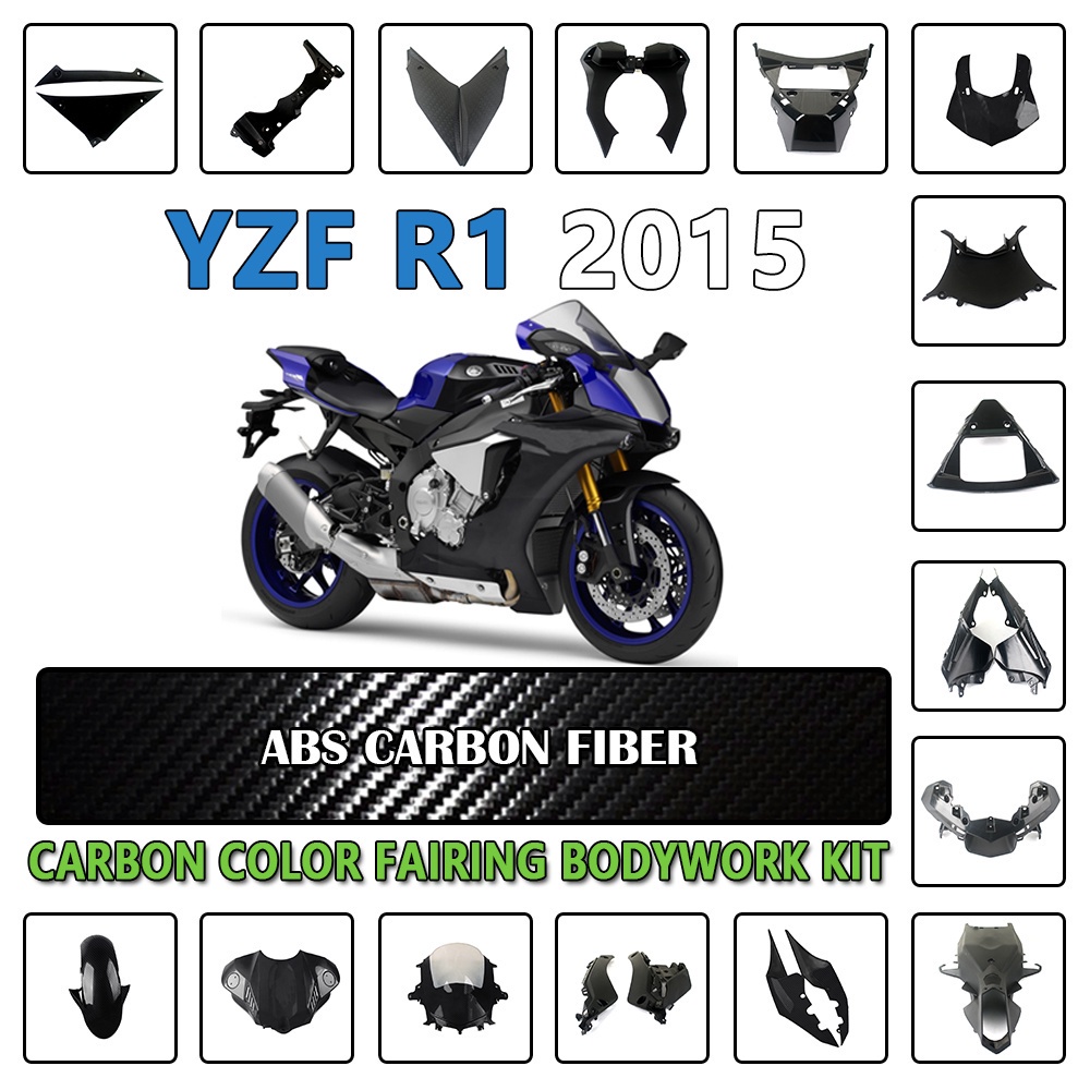 ชุดแฟริ่งพลาสติก ABS ป้องกัน แบบเต็มตัว สําหรับรถจักรยานยนต์ Yamaha YZF R1 R1M/S 2015-2019 YZFR1 201