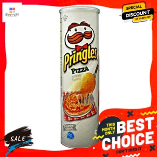 ขนม พริงเกิลส์ มันฝรั่งทอดกรอบ รสพิซซ่า 107 กรัม Pringles Potato Chips Pizza Flavor 107 g.ขนมขบเคี้ยวอบกรอบ