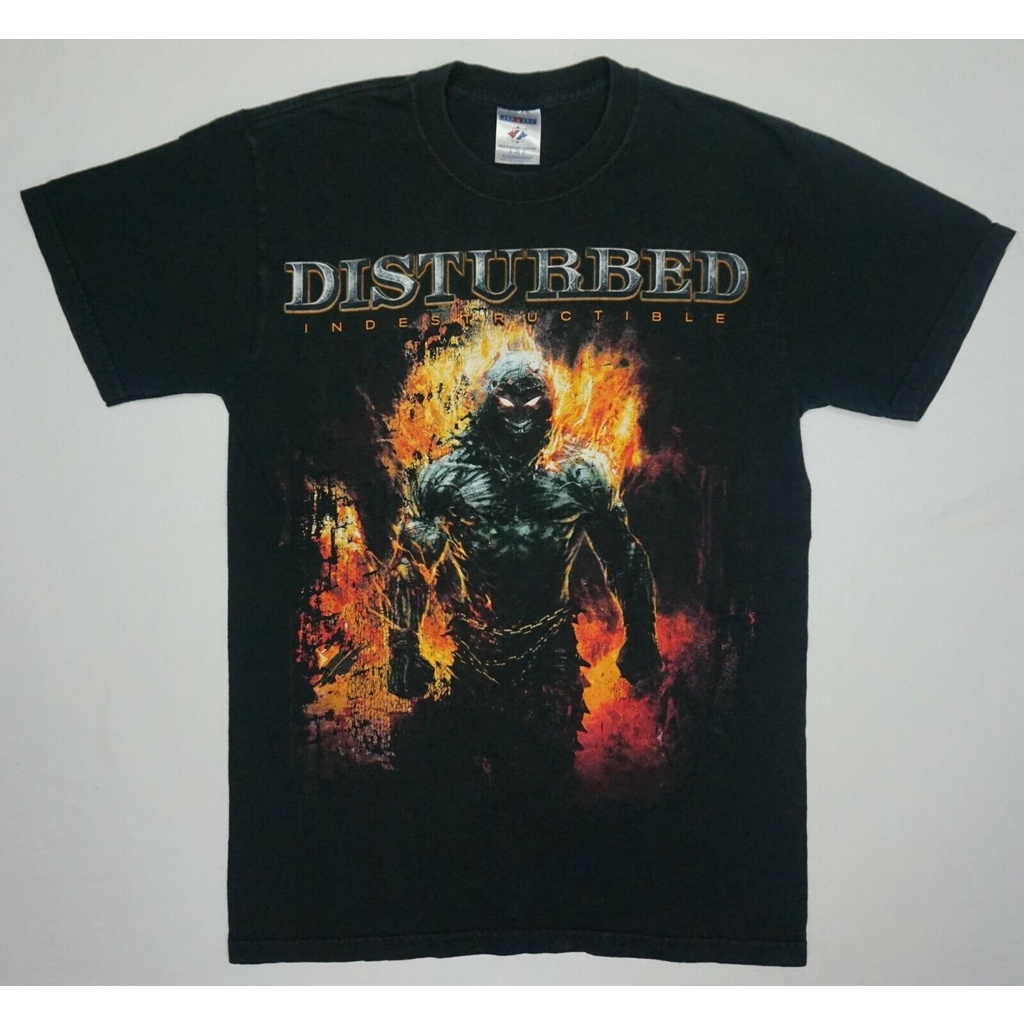 Top Tees Disturbed INDESTRUCTIBLE 2008 Tour T เสื้อขนาด S Vtg Heavy Metal Hard Rock Band