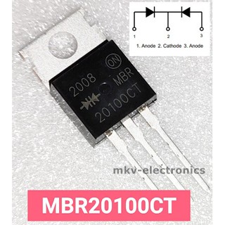 (1ตัว) MBR20100CT , DIODE 20A 100V TO-220AB หลังเหล็ก (รหัสสินค้า M02588)