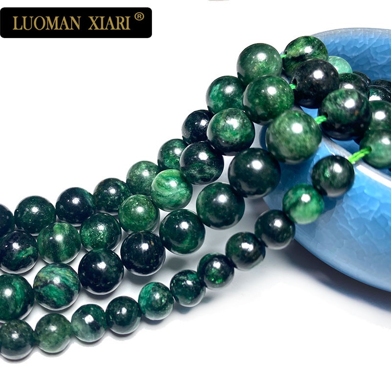 LUOMAN XIARI อัญมณีธรรมชาติมรกตหลวมรอบหินเรียบลูกปัดสําหรับเครื่องประดับทําสร้อยข้อมือ DIY