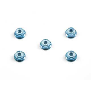 [ชุดแต่งรถบังคับ] TAMIYA 53159 OP.159 4mm Anodized Aluminum Flange Lock Nuts (Blue, 5pcs.) ชุดแต่งทามิย่าแท้ rc