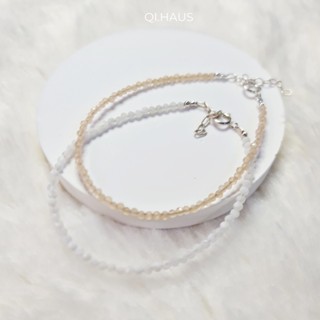 QIHAUS - กำไลข้อมือหิน ซันสโตน มูนสโตน Sunstone, Moonstone Bracelets/ สร้อยข้อมือหิน/ กำไลข้อมือ/ กำไลหิน/ กำไลมินิมอล