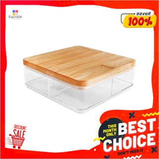 CLEAR กล่องใสฝาไม้ STACKO MOKU BB01164 13.5x13.5x5 ซม.CLEAR BOX WITH WOODEN LID STACKO MOKU BB01164 13.5X13.5X5CM