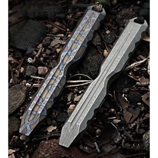 CNEDC TC4 Titanium Alloy Crowbar Outdoor Survival Defense EDC Multi-tool Screwdriver Burnt Flame Pattern Crowbar