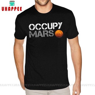 ใหม่ เสื้อยืดลําลอง ผ้าฝ้าย แขนสั้น พิมพ์ลาย Elon Musk Occupy Mars สีดํา แฟชั่นสําหรับผู้ชาย