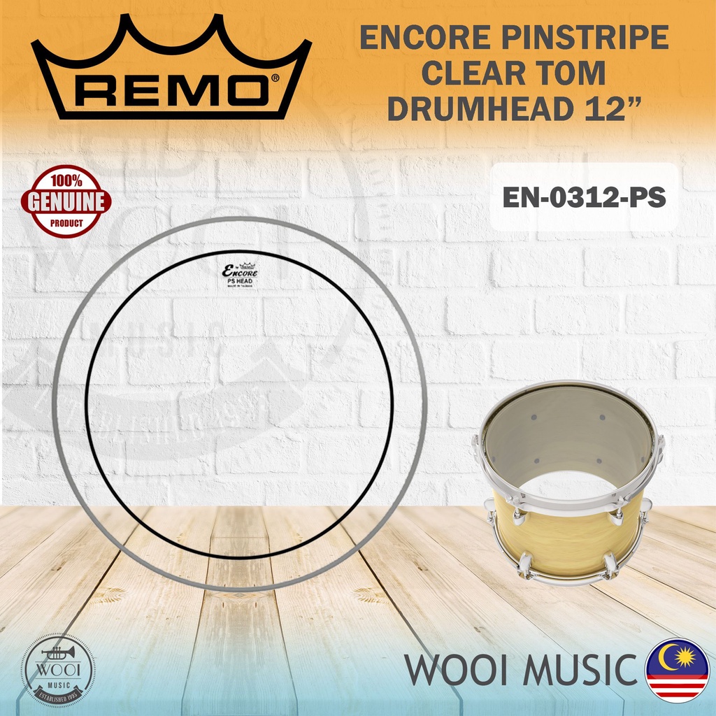 Remo Encore EN-0312-PS Pinstripe Clear Tom Drumhead 12 - ผลิตในไต้หวัน