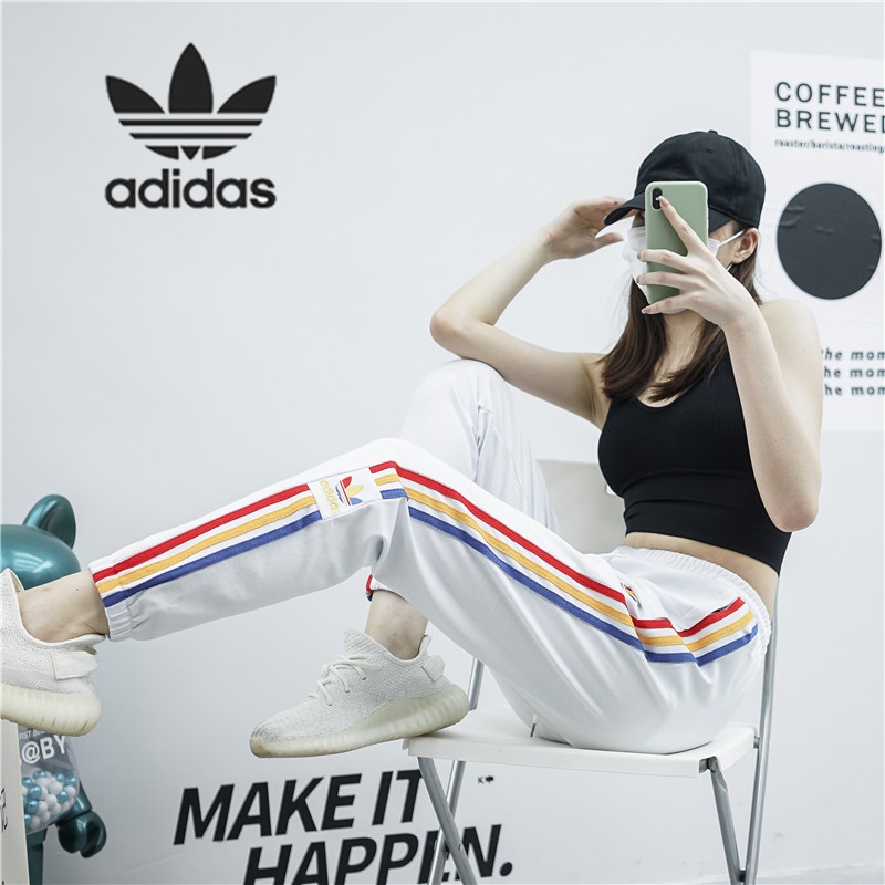 Adidas กางเกงวอร์ม ปักลายโลโก้ 100% สําหรับผู้หญิง เหมาะกับการวิ่งจ๊อกกิ้ง