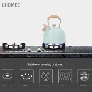 UHomee 2.5 ลิตร Whistling Tea Kettle สแตนเลสสีเขียวความจุขนาดใหญ่ Pot พร้อม Cool Grip สำหรับ Stovetop