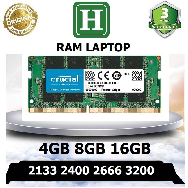 แล็ปท็อป Ram DDR4 4gb, 8gb, 16GB bus 3200, 2666, 2400, 2133 และประเภทอื่นๆ 3 ปี