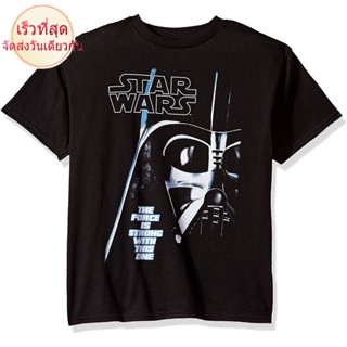 100%cotton เสื้อ ยืด ผ้า มัด ย้อม Star Wars Boys Big Vader Face Force Is Strong Graphic Logo Tee men เสื้อ ยืด ผู้_04