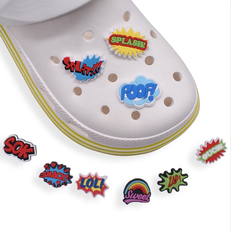 Croc Jibbit การ ์ ตูน Croc Buckle DIY สีสันสนุกรูปแบบข ้ อความของขวัญอุปกรณ ์ เสริมรองเท ้ า
