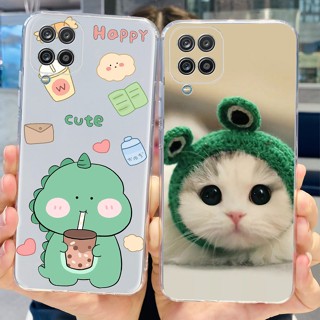 เคสโทรศัพท์มือถือ ซิลิโคนนิ่ม TPU ลายไดโนเสาร์ แมวน่ารัก สําหรับ Samsung Galaxy A22 4G SM-A225F A22 5G SM-A226B A22 A 22