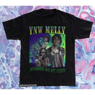 เสื้อยืดแขนสั้น Ynw Melly Murder on My Mind เสื้อยืดลําลอง แขนสั้น พิมพ์ลาย Bootleg Rap โอเวอร์ไซซ์ สไตล์วินเทจ