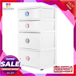 4 ตู้ลิ้นชัก 4 ชั้น มีล้อ STACKO C12 56x45x105 ซม. สีขาว4 DRAWER WITH WHEELS STACKO C12 56X45X105CM WHITE