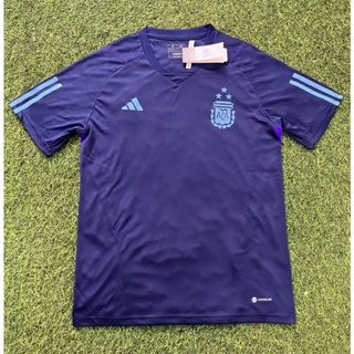 [Fans] ใหม่ เสื้อยืดแขนสั้น พิมพ์ลายฟุตบอล World Cup Argentina Pre-competition สีฟ้า คุณภาพสูง สําหรับฝึกซ้อมฟุตบอล 2223