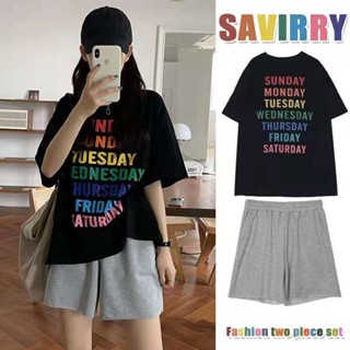เสื้อยืดแขนสั้นเกาหลีแขนสั้นสองชิ้น