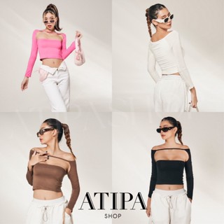 Atipashop - CLASSY TOP เสื้อแขนยาว ทรงแขนยาว ปาดไหล่ มีหลายสีให้เลือก