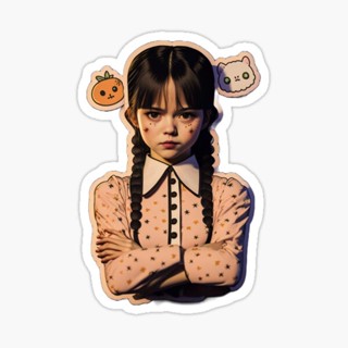 สติ๊กเกอร์กันน้ำ สติ๊กเกอร์ติดรถ แม่เหล็กติดตู้เย็น Wednesday Addams Jenna Ortega WEDA10