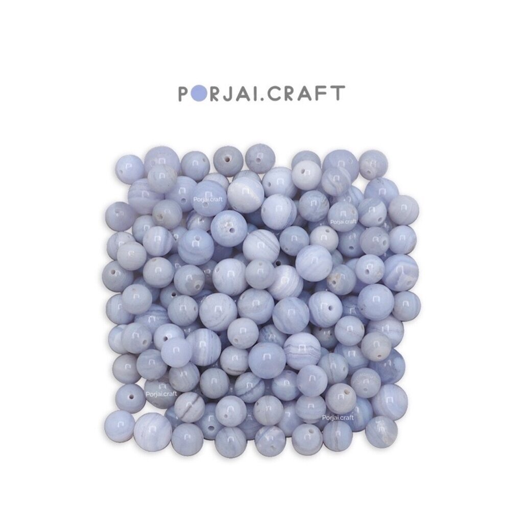 Blue Lace Agate Beads ลูกปัดบลูเลซอาเกต