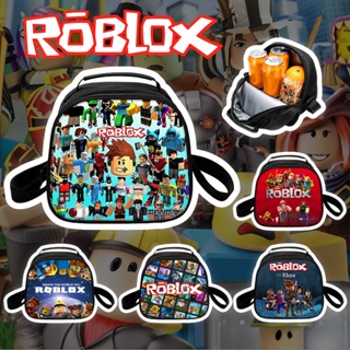 กระเป๋าใส่กล่องอาหารกลางวัน มีฉนวนกันความร้อน ลายการ์ตูนอนิเมะ Roblox สําหรับเด็กนักเรียนผู้ชาย และเด็กผู้หญิง